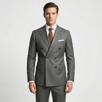 Dapavio - Double Breasted Slim Fit 2 Piece Suit  Formal Business Occasions