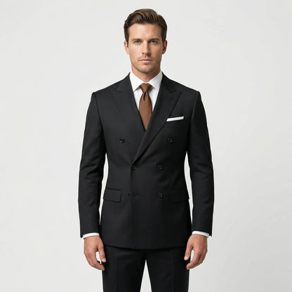 Dapavio - Double Breasted Slim Fit 2 Piece Suit  Formal Business Occasions
