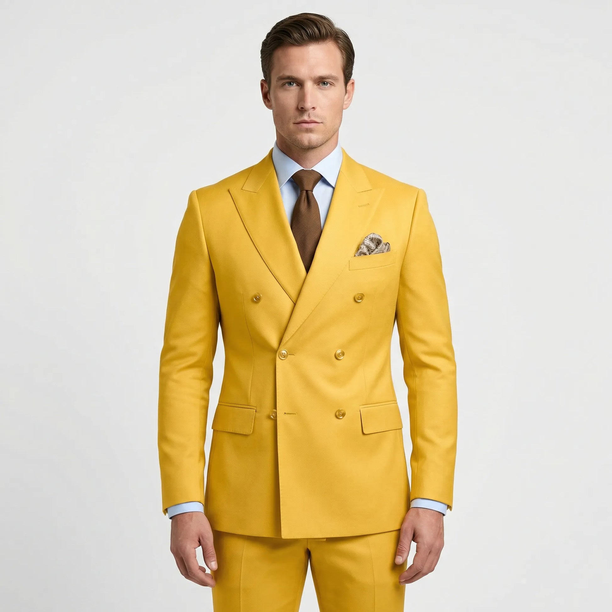 Dapavio - Double Breasted Slim Fit 2 Piece Suit  Formal Business Occasions