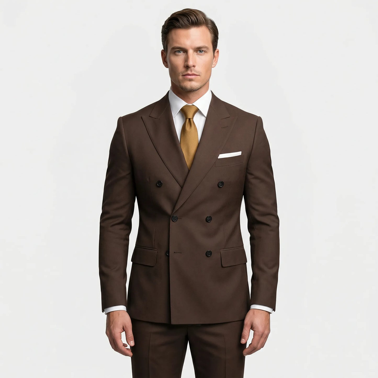 Dapavio - Double Breasted Slim Fit 2 Piece Suit  Formal Business Occasions