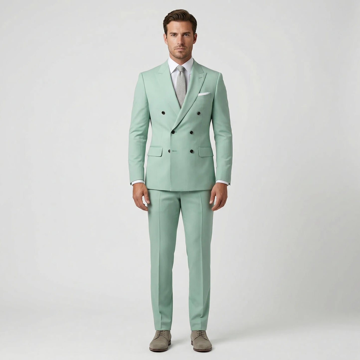 Dapavio - Double Breasted Slim Fit 2 Piece Suit  Formal Business Occasions