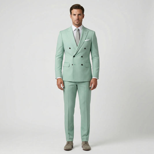 Dapavio - Double Breasted Slim Fit 2 Piece Suit  Formal Business Occasions