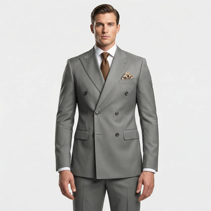 Dapavio - Double Breasted Slim Fit 2 Piece Suit  Formal Business Occasions