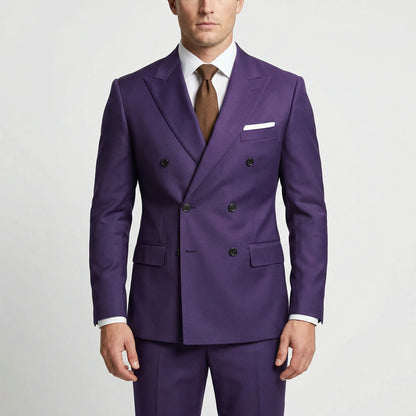 Dapavio - Double Breasted Slim Fit 2 Piece Suit  Formal Business Occasions