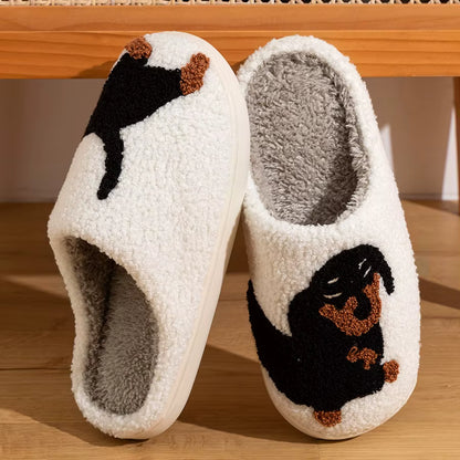Dachshund Warm Slippers | Women | Soft Cotton | Cartoon Dog | Winter Indoor | Steven & Levon
