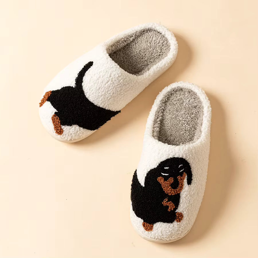 Dachshund Warm Slippers | Women | Soft Cotton | Cartoon Dog | Winter Indoor | Steven & Levon