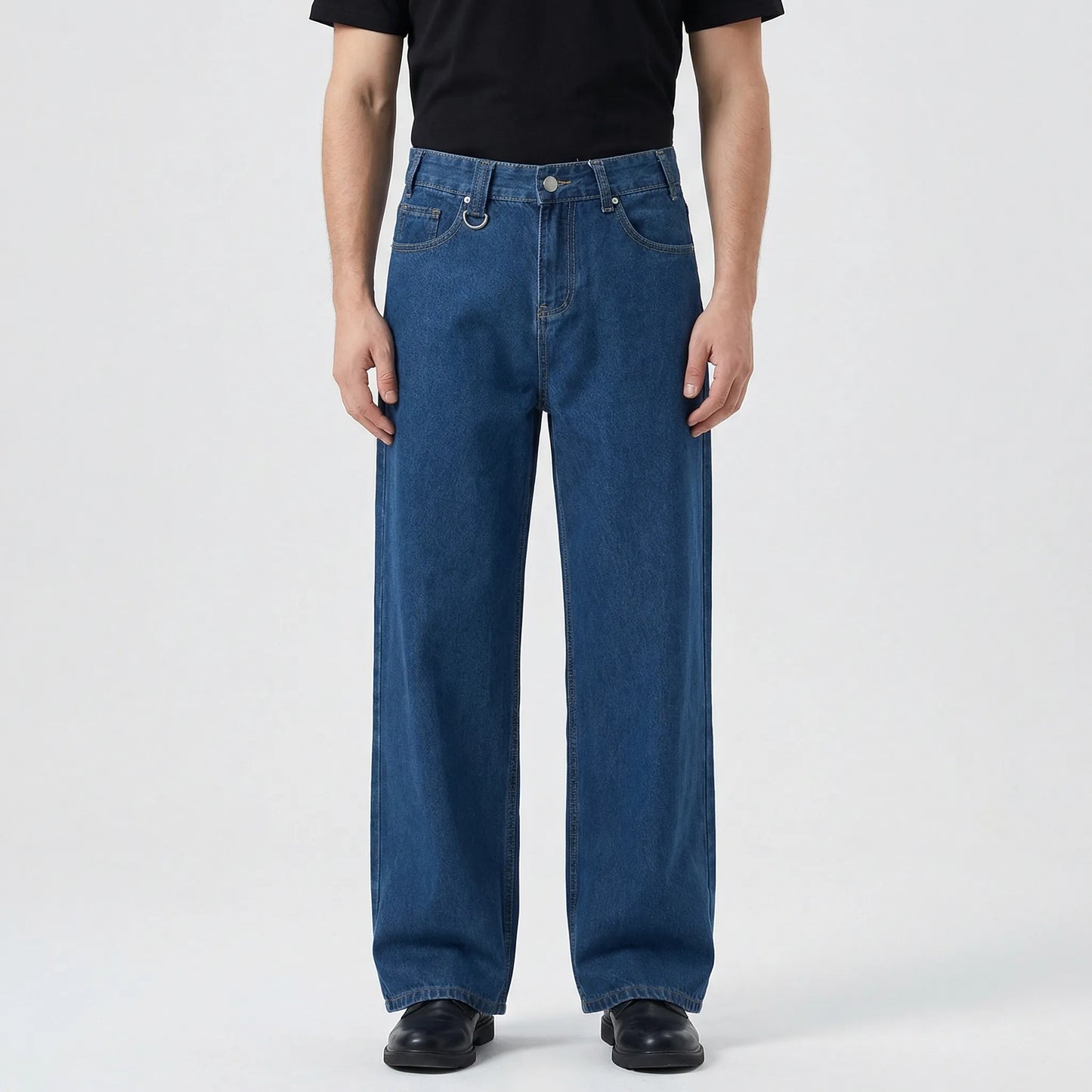 Denrix - Loose Wide-Leg Straight Washed Jeans  Casual Everyday Wear