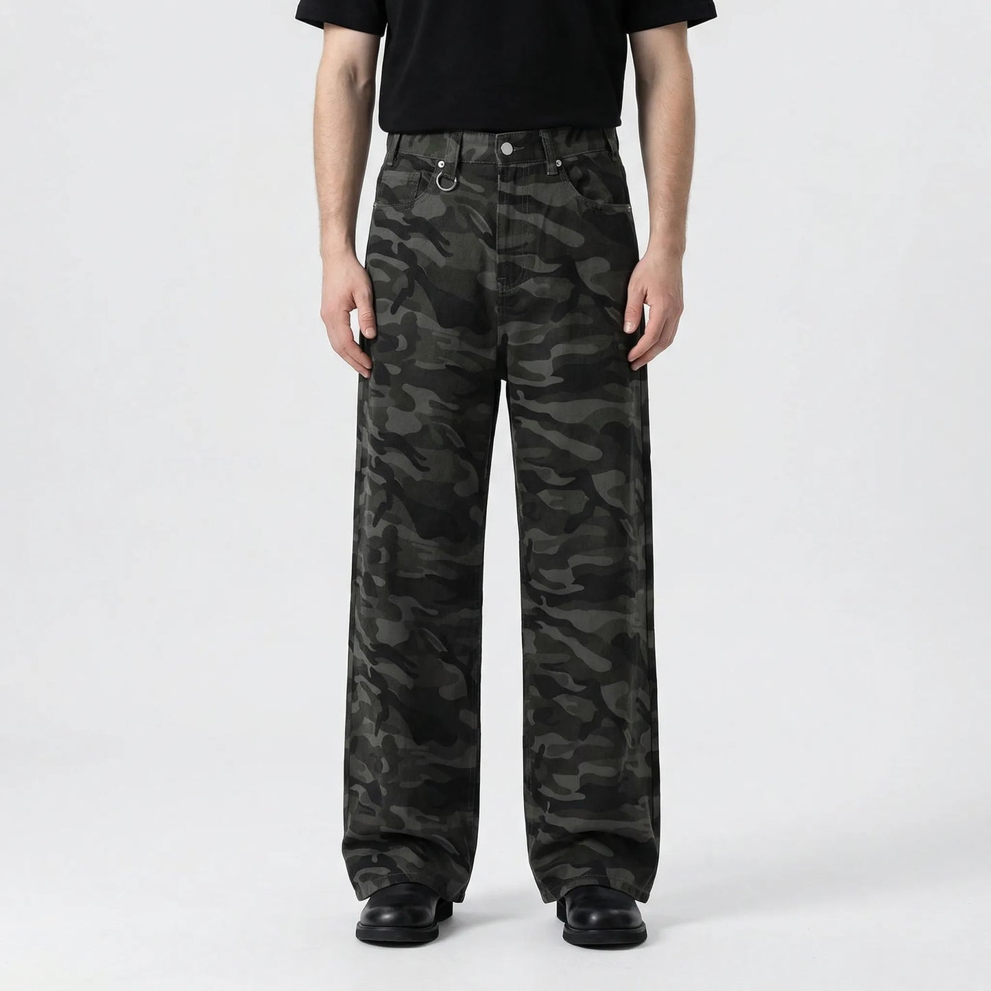 Denrix - Loose Wide-Leg Straight Washed Jeans  Casual Everyday Wear