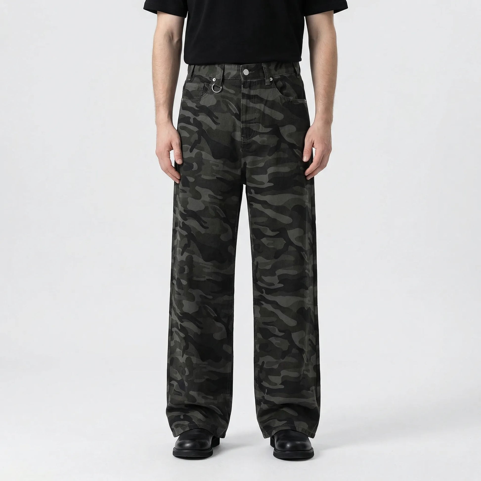 Denrix - Loose Wide-Leg Straight Washed Jeans  Casual Everyday Wear