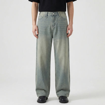 Denrix - Loose Wide-Leg Straight Washed Jeans  Casual Everyday Wear