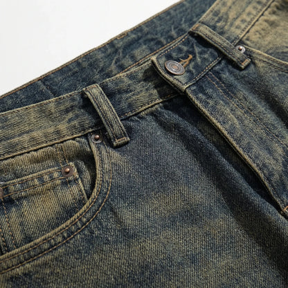 Denrix - Loose Wide-Leg Straight Washed Jeans  Casual Everyday Wear