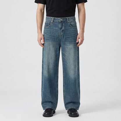 Denrix - Loose Wide-Leg Straight Washed Jeans  Casual Everyday Wear