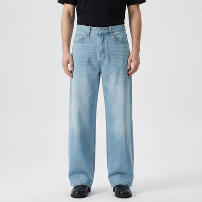 Denrix - Loose Wide-Leg Straight Washed Jeans  Casual Everyday Wear