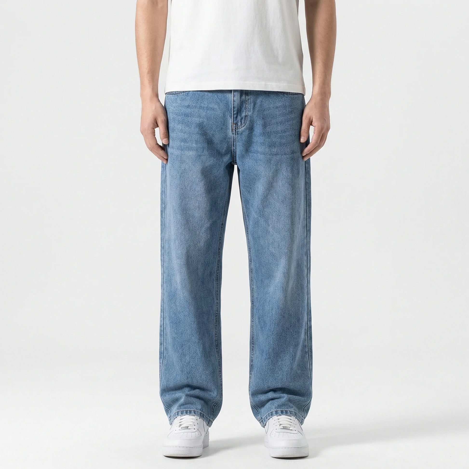 Denvorx - Straight Wide-Leg Casual Denim Trousers  Everyday Casual Wear