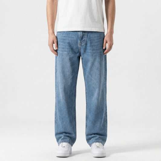 Denvorx - Straight Wide-Leg Casual Denim Trousers  Everyday Casual Wear