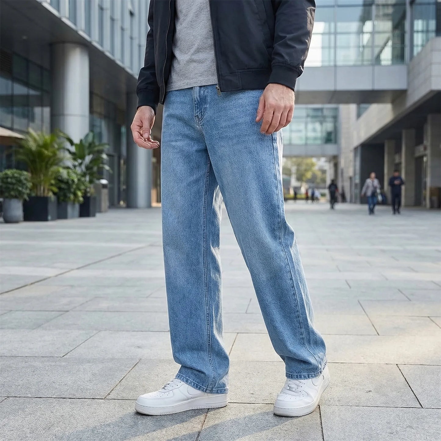 Denvorx - Straight Wide-Leg Casual Denim Trousers  Everyday Casual Wear