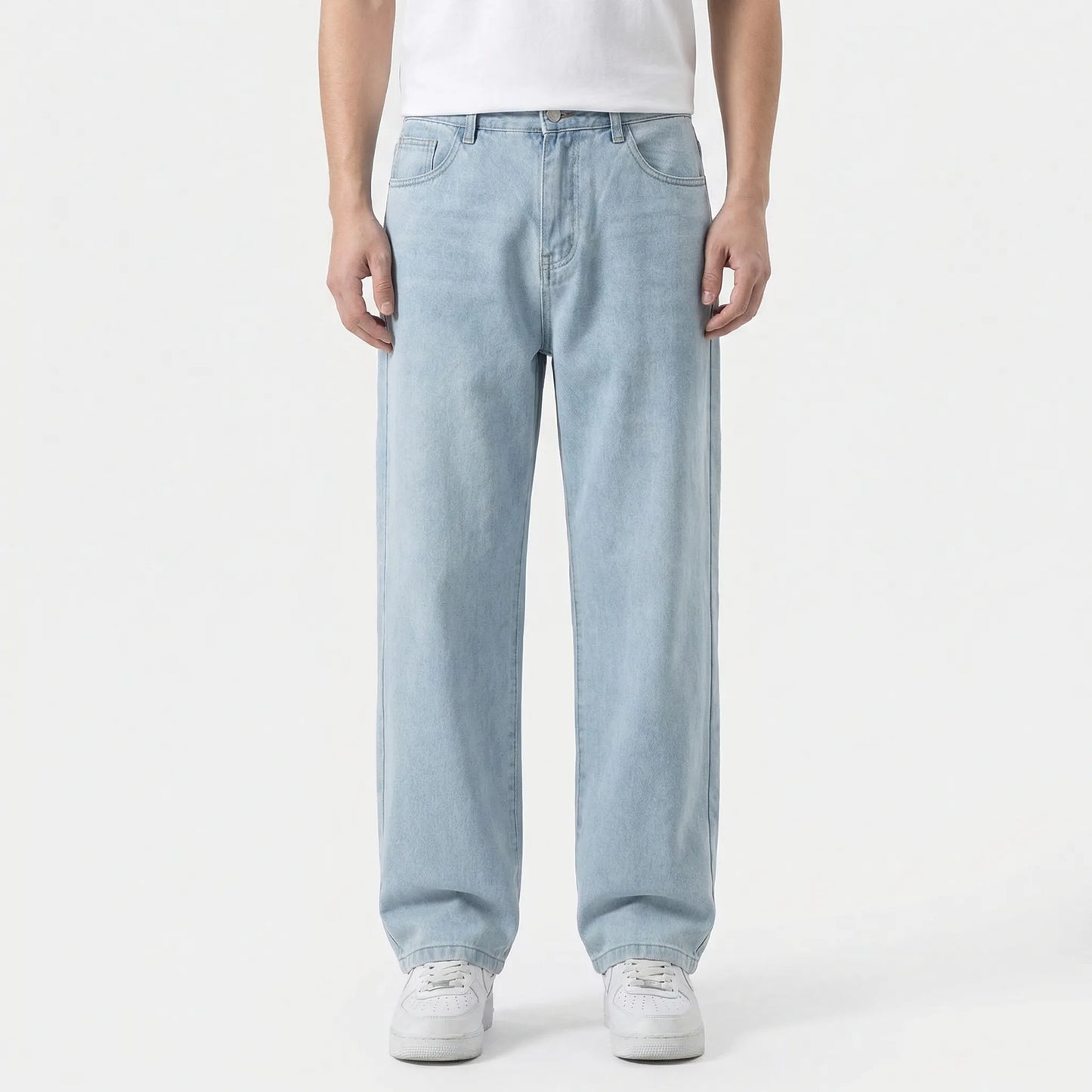 Denvorx - Straight Wide-Leg Casual Denim Trousers  Everyday Casual Wear