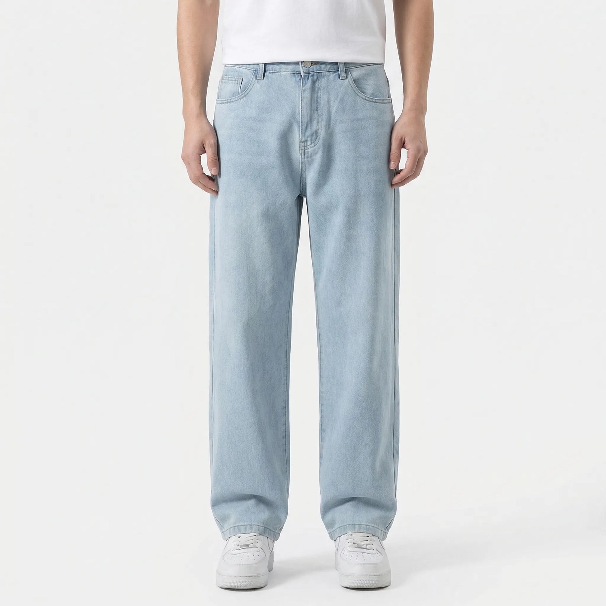 Denvorx - Straight Wide-Leg Casual Denim Trousers  Everyday Casual Wear