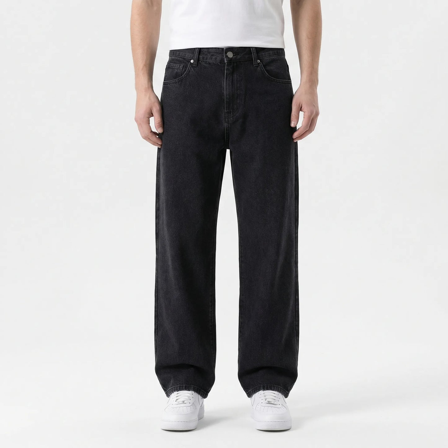 Denvorx - Straight Wide-Leg Casual Denim Trousers  Everyday Casual Wear