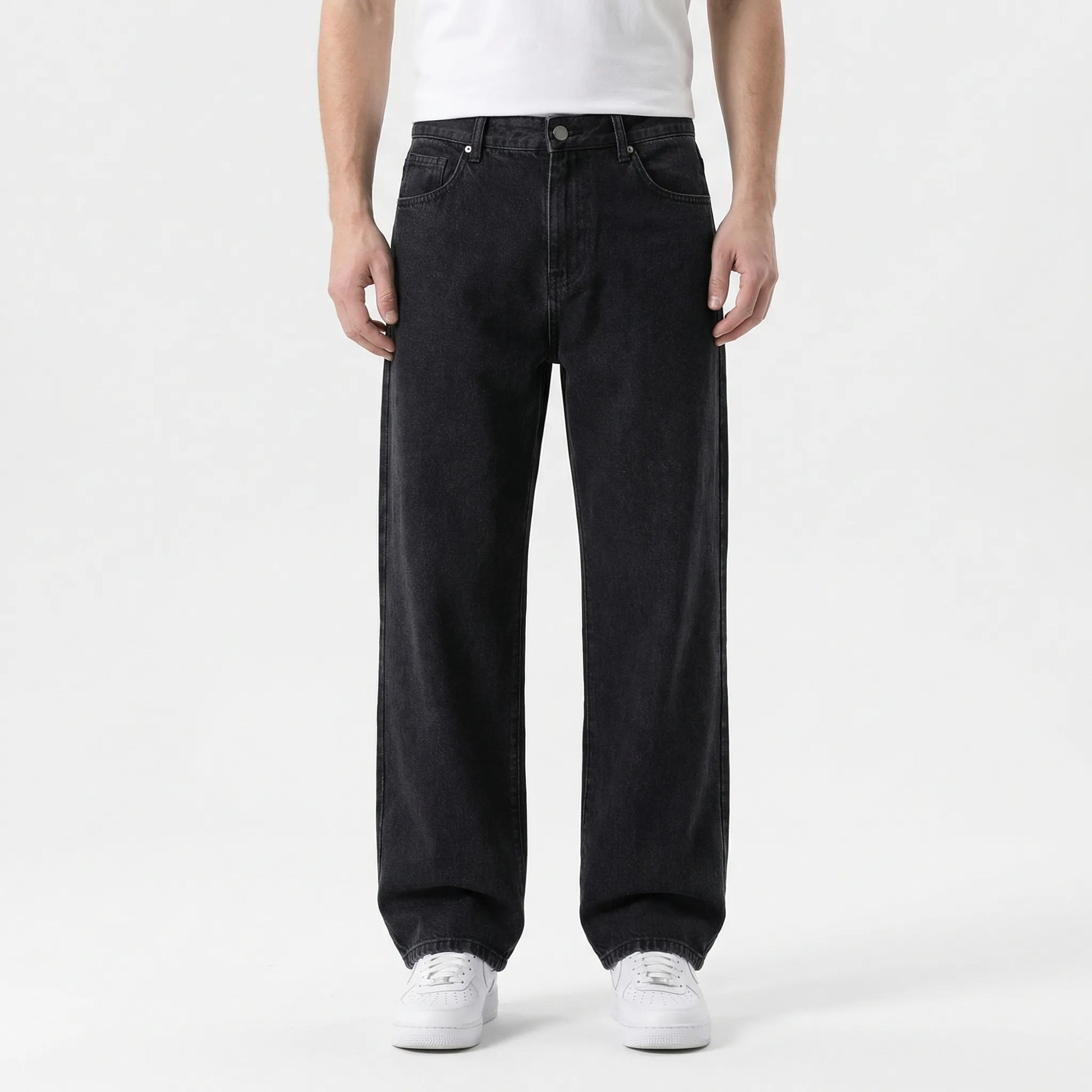 Denvorx - Straight Wide-Leg Casual Denim Trousers  Everyday Casual Wear