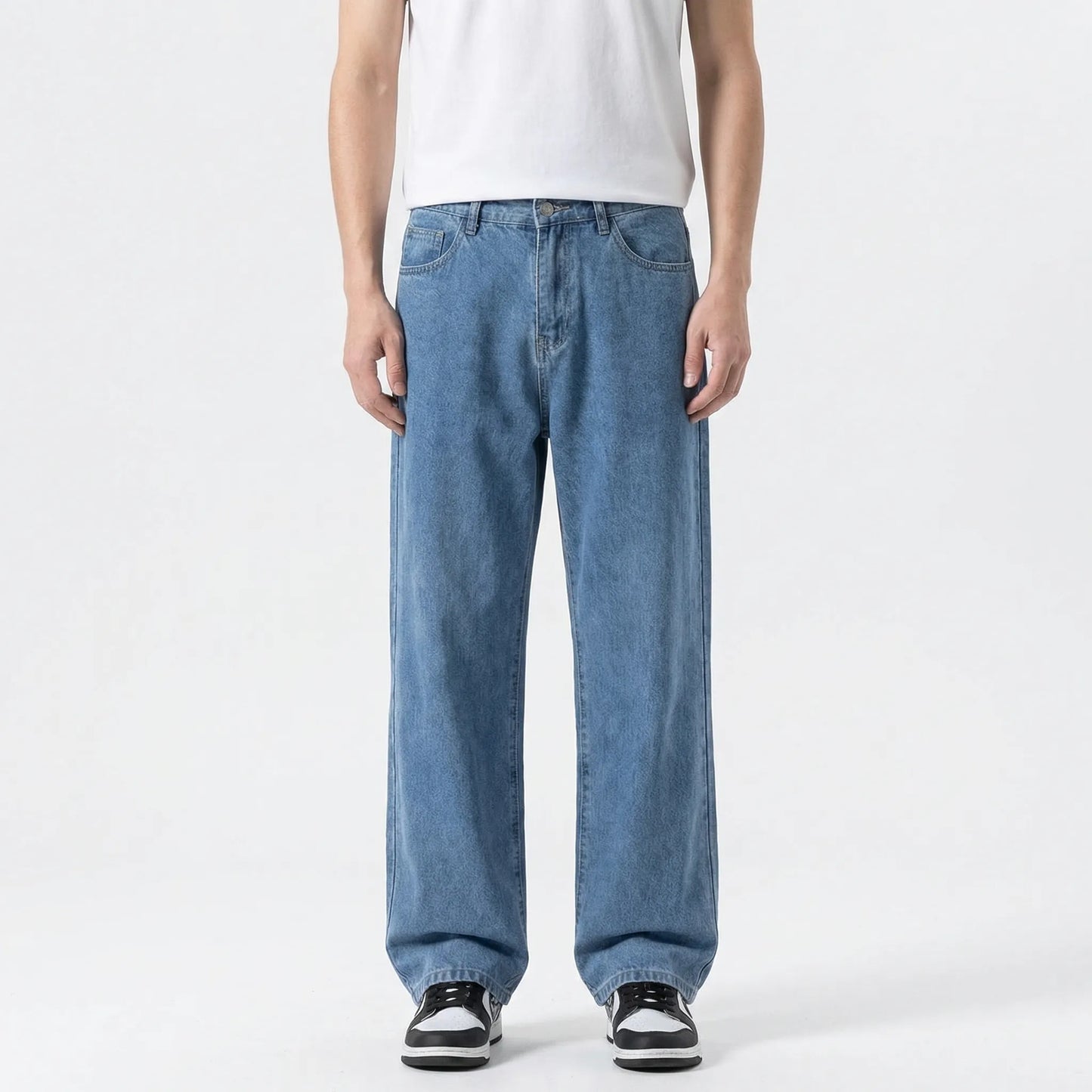 Denvorx - Straight Wide-Leg Casual Denim Trousers  Everyday Casual Wear