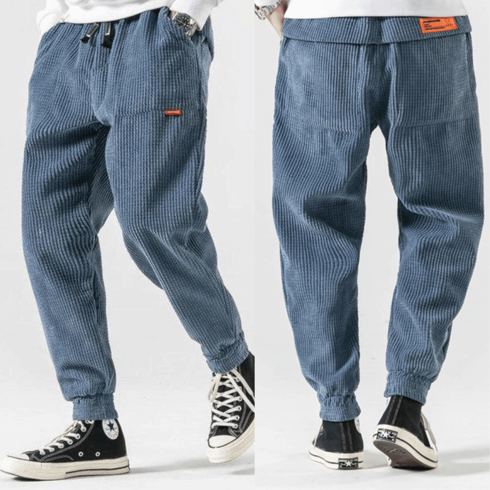 Men's Loose Fit Tapered Jogger Trousers | Drawstring Waist & Gathered Cuffs | Casual Relaxed Fit | Steven & Levon