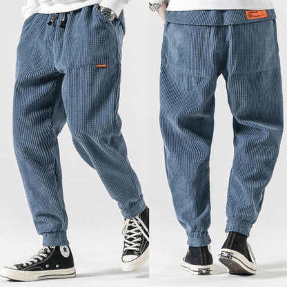 Men's Loose Fit Tapered Jogger Trousers | Drawstring Waist & Gathered Cuffs | Casual Relaxed Fit | Steven & Levon
