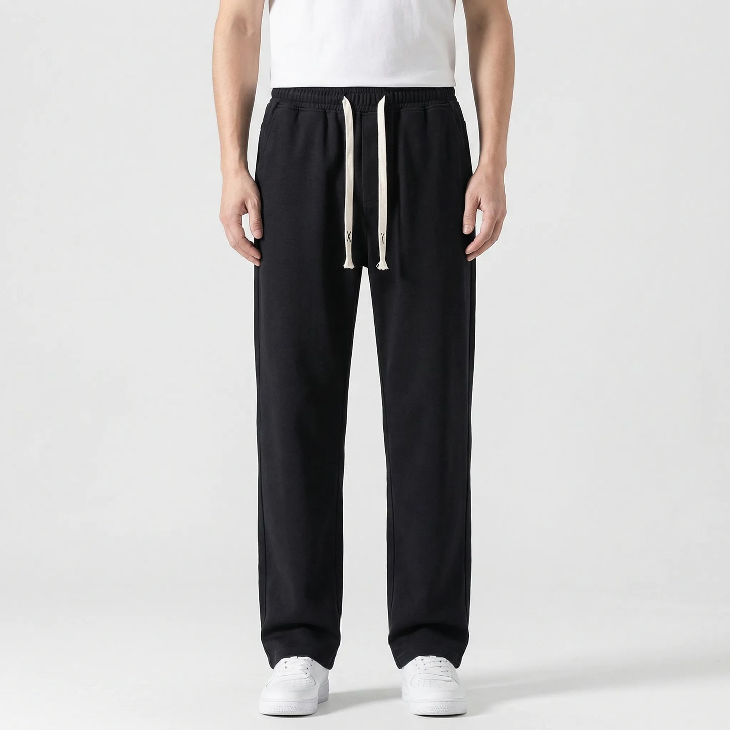 Driftway - Loose Straight Leg Drawstring Jeans  Everyday Casual Wear