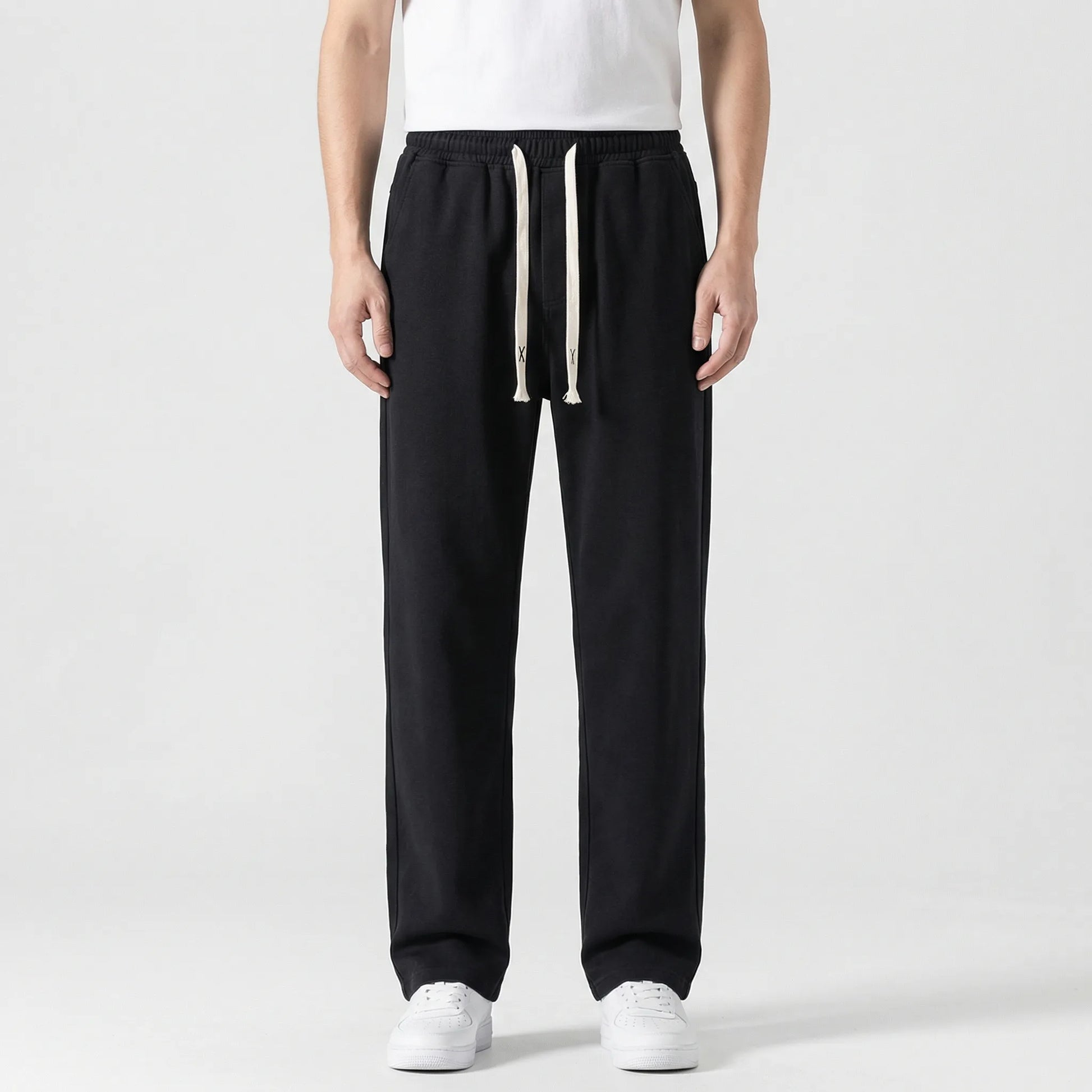 Driftway - Loose Straight Leg Drawstring Jeans  Everyday Casual Wear