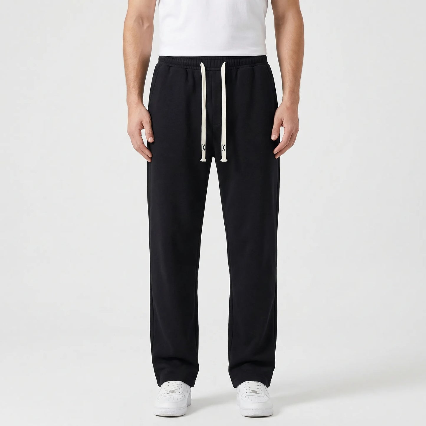 Driftway - Loose Straight Leg Drawstring Jeans  Everyday Casual Wear