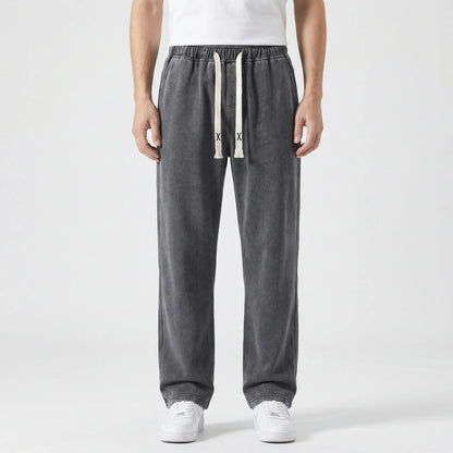 Driftway - Loose Straight Leg Drawstring Jeans  Everyday Casual Wear