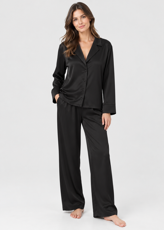 Women's Pyjama Set | Button-Up Lapel Top & Loose Pants | Steven & Levon