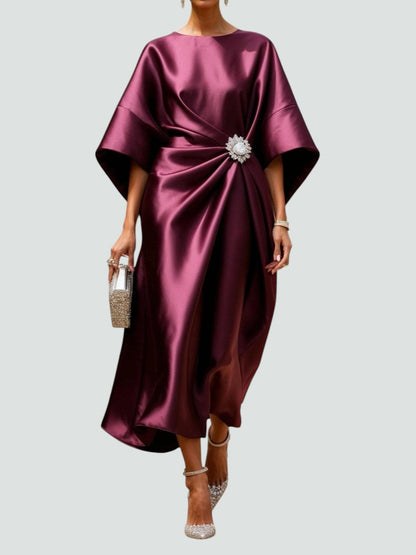 Women's Dress | Draped Evening Dress | Jewel Detail | Elegant Fit | Steven & Levon