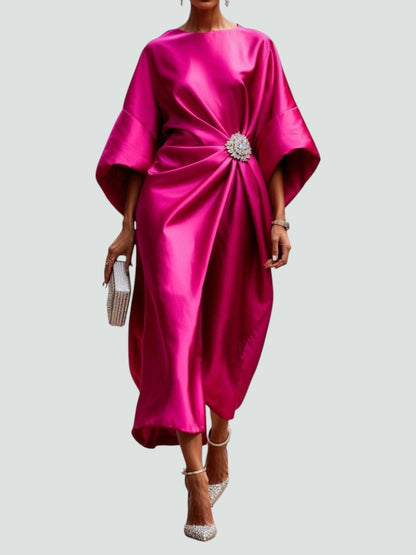 Women's Dress | Draped Evening Dress | Jewel Detail | Elegant Fit | Steven & Levon