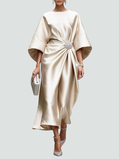 Women's Dress | Draped Evening Dress | Jewel Detail | Elegant Fit | Steven & Levon