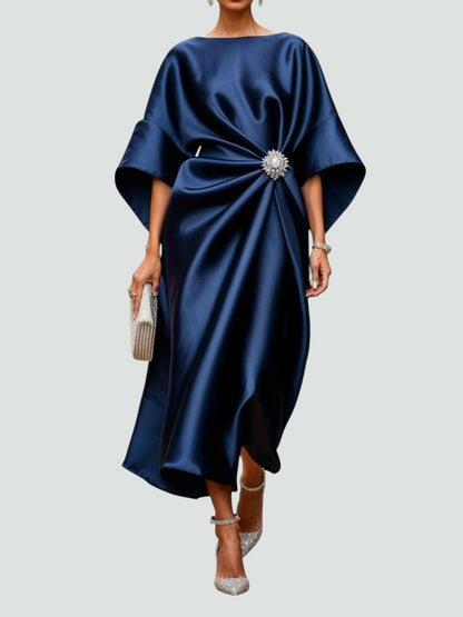 Women's Dress | Draped Evening Dress | Jewel Detail | Elegant Fit | Steven & Levon