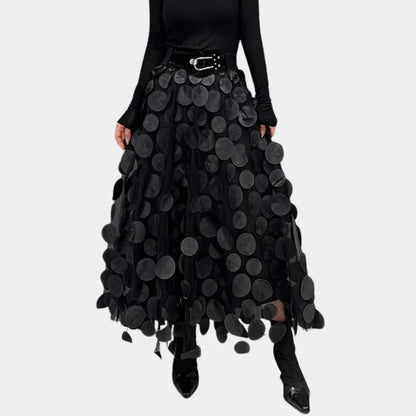 Polka Dot Maxi Skirt | Women | High-Waisted | Flowy A-Line | Elegant Everyday Skirt | Steven & Levon
