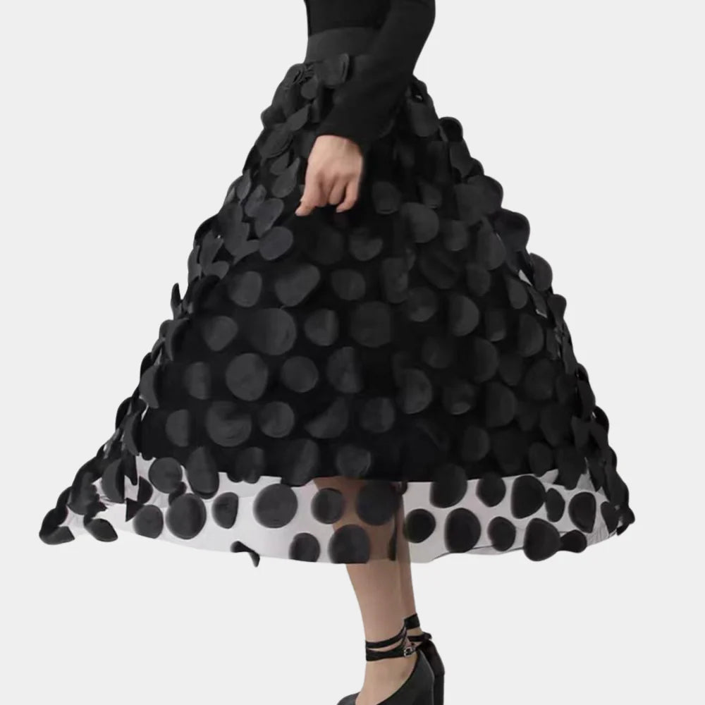 Polka Dot Maxi Skirt | Women | High-Waisted | Flowy A-Line | Elegant Everyday Skirt | Steven & Levon