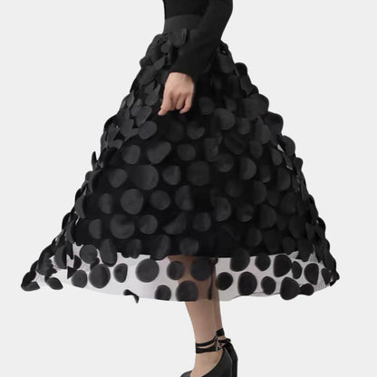 Polka Dot Maxi Skirt | Women | High-Waisted | Flowy A-Line | Elegant Everyday Skirt | Steven & Levon