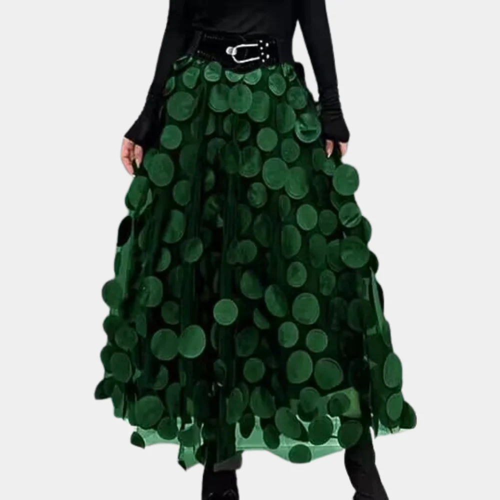 Polka Dot Maxi Skirt | Women | High-Waisted | Flowy A-Line | Elegant Everyday Skirt | Steven & Levon
