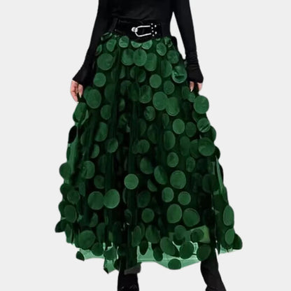 Polka Dot Maxi Skirt | Women | High-Waisted | Flowy A-Line | Elegant Everyday Skirt | Steven & Levon