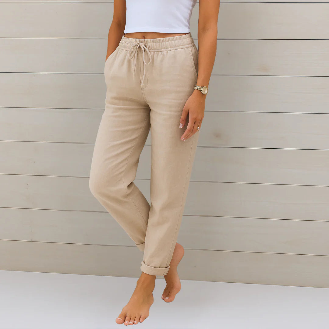 Women's Linen Wide-Leg Trousers | High-Waisted Relaxed Fit | Breathable Everyday Wear | Steven & Levon