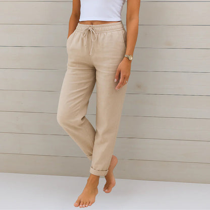Women's Linen Wide-Leg Trousers | High-Waisted Relaxed Fit | Breathable Everyday Wear | Steven & Levon
