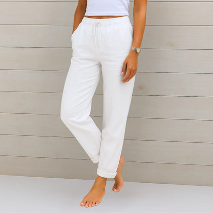 Women's Linen Wide-Leg Trousers | High-Waisted Relaxed Fit | Breathable Everyday Wear | Steven & Levon