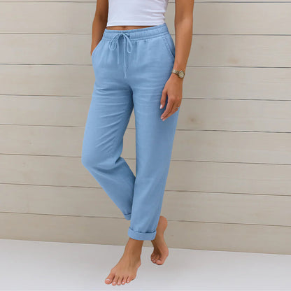 Women's Linen Wide-Leg Trousers | High-Waisted Relaxed Fit | Breathable Everyday Wear | Steven & Levon
