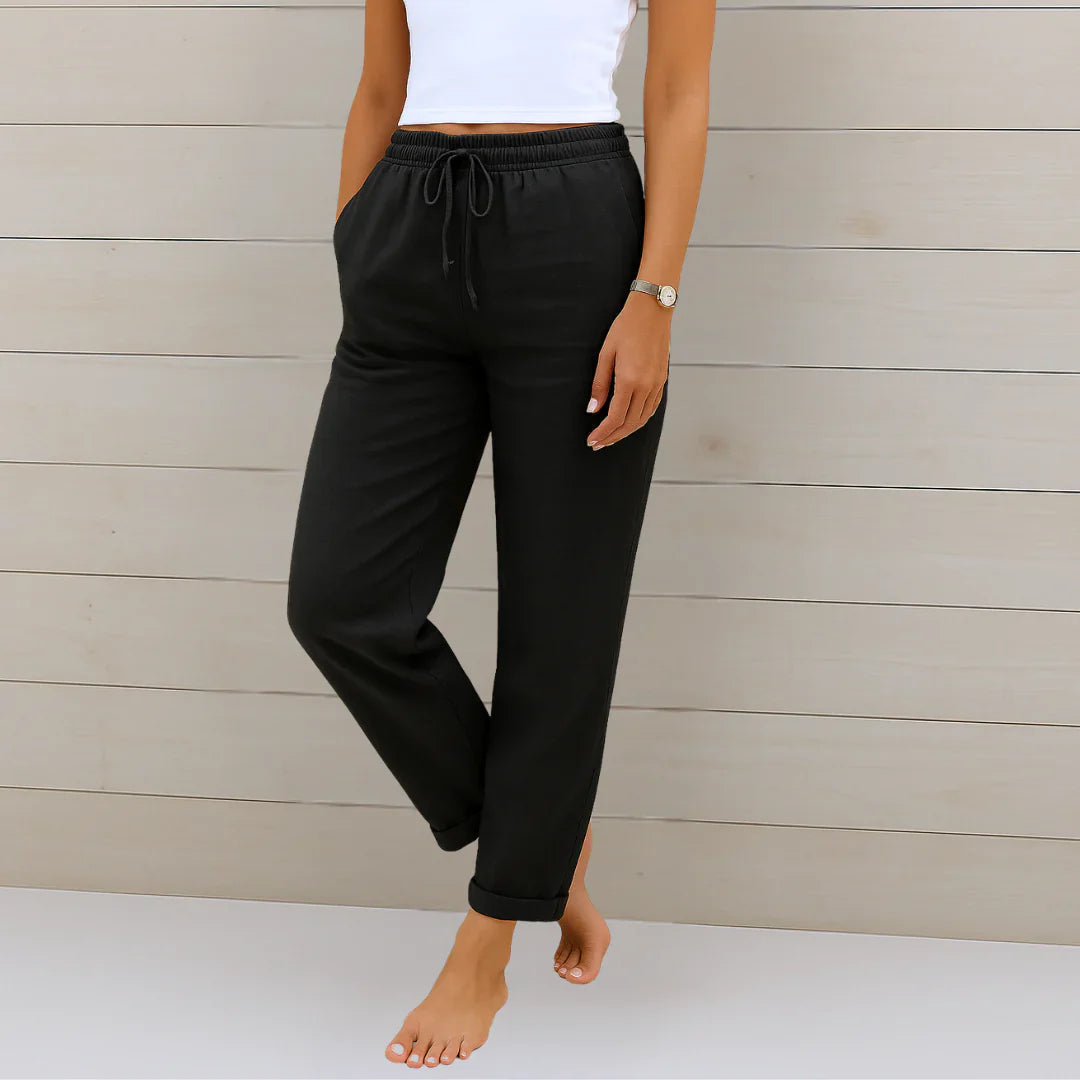 Women's Linen Wide-Leg Trousers | High-Waisted Relaxed Fit | Breathable Everyday Wear | Steven & Levon