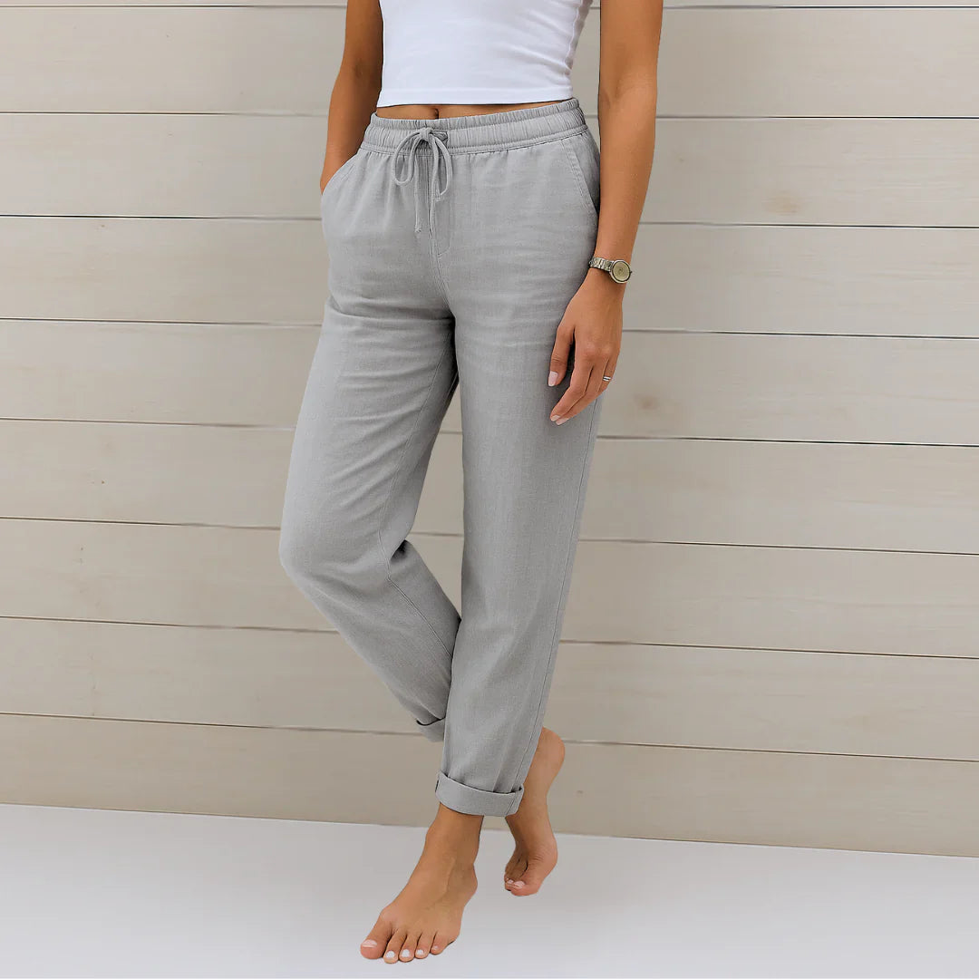 Women's Linen Wide-Leg Trousers | High-Waisted Relaxed Fit | Breathable Everyday Wear | Steven & Levon