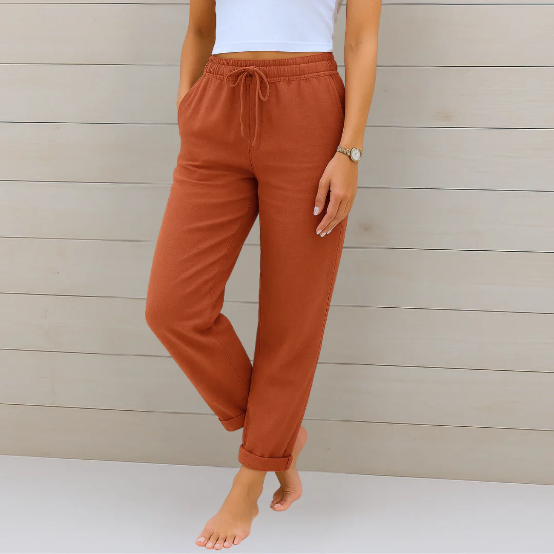 Women's Linen Wide-Leg Trousers | High-Waisted Relaxed Fit | Breathable Everyday Wear | Steven & Levon
