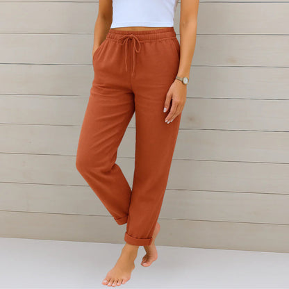 Women's Linen Wide-Leg Trousers | High-Waisted Relaxed Fit | Breathable Everyday Wear | Steven & Levon