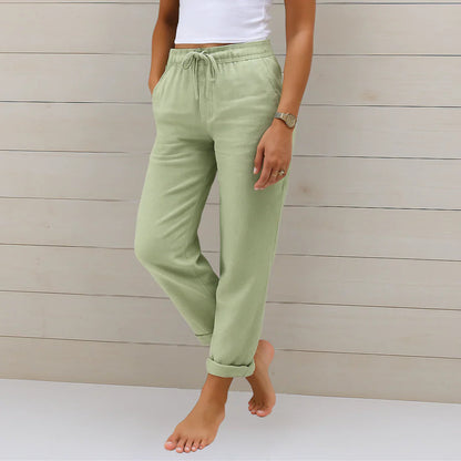 Women's Linen Wide-Leg Trousers | High-Waisted Relaxed Fit | Breathable Everyday Wear | Steven & Levon